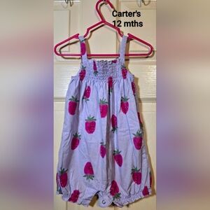 Carter's Purple Romper with Pink Strawberry Design